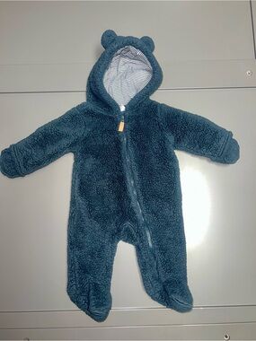 Toddler Plush Hooded One-Piece - Blue Cozy Fleece
